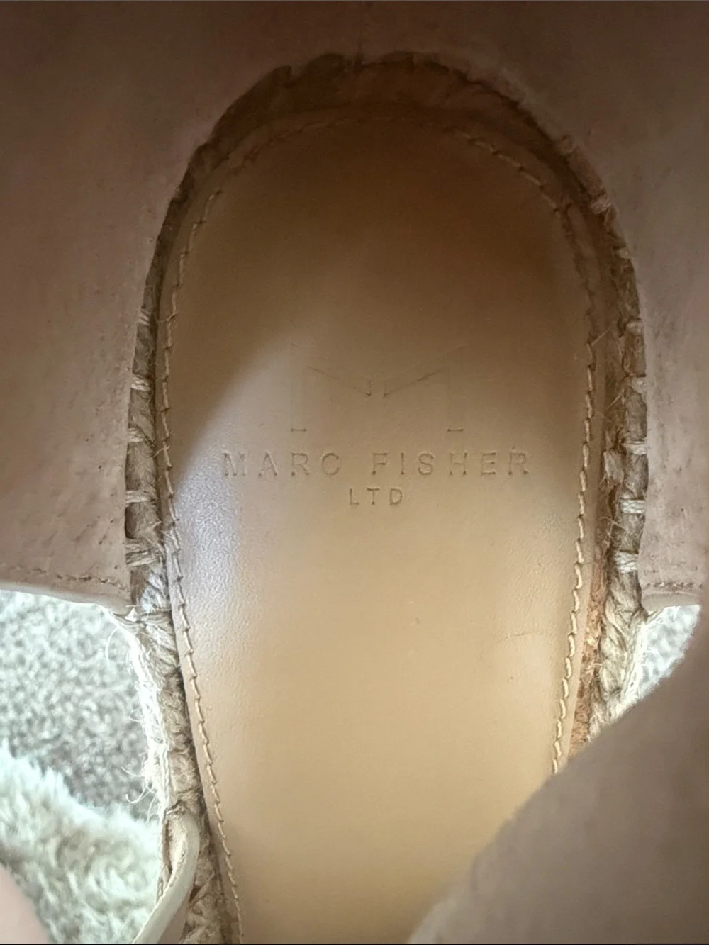 Marc Fisher Nude Suede Crisscross Espadrille Wedges
